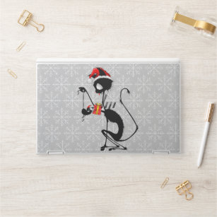 Cat Santa and Mouse with Christmas Gift  HP Laptop Skin