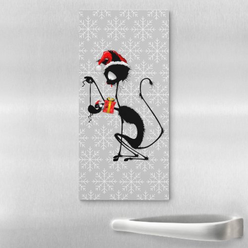 Cat Santa and Mouse with Christmas Gift  Magnetic Notepad