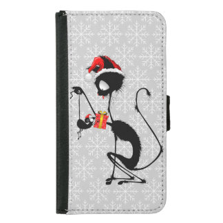 Cat Santa and Mouse with Christmas Gift  Samsung Galaxy S5 Wallet Case