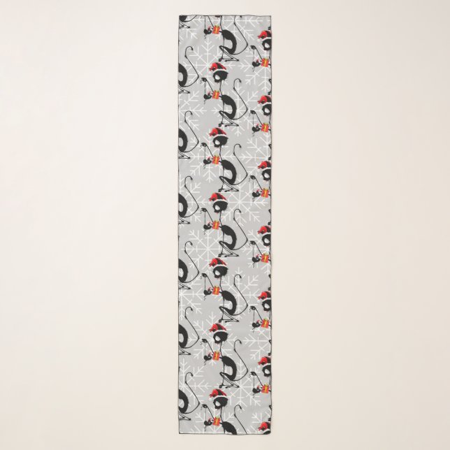Cat Santa and Mouse with Christmas Gift  Scarf (Front)