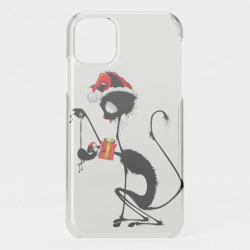 Cat Santa and Mouse with Christmas Gift  iPhone 11 Case