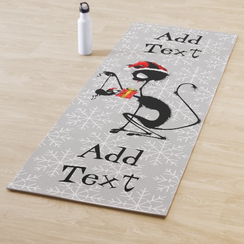 Cat Santa and Mouse with Christmas Gift  Yoga Mat