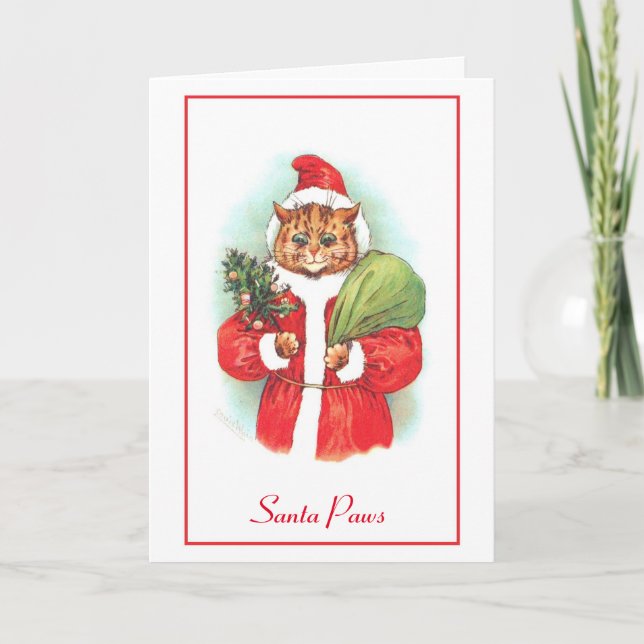 Cat Santa Christmas by Louis Wain Card (Front)