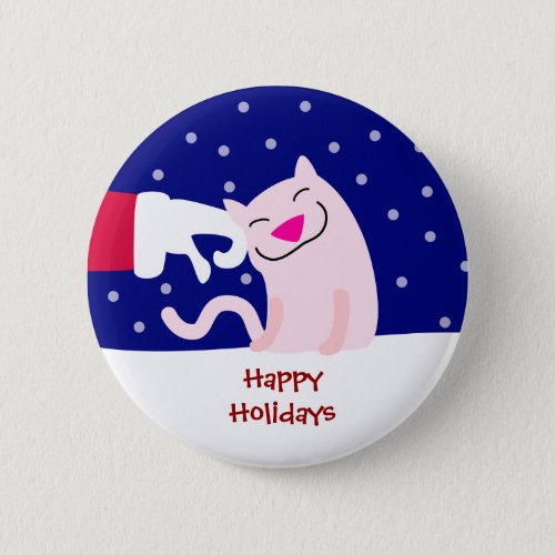 Cat  Santa in the Snow Pinback Button