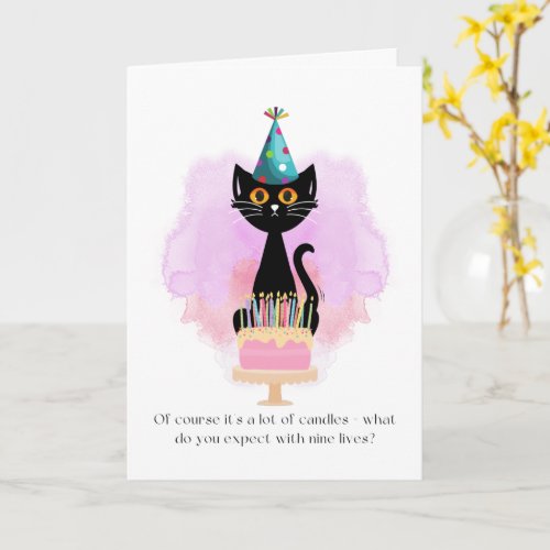 Cat  Sarcastic Party Hat Cat Funny Birthday Card 