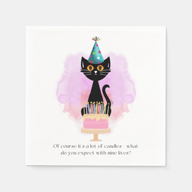 Cat | Sarcastic Party Hat Cat Funny Birthday Napkins (Front)