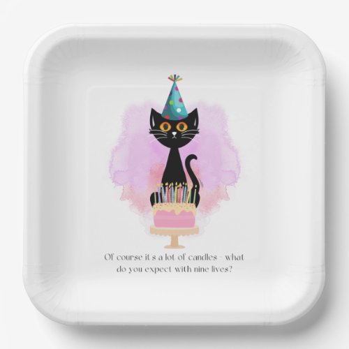 Cat  Sarcastic Party Hat Cat Funny Birthday Paper Plates