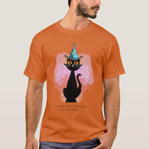 Cat   Sarcastic Party Hat Cat   Human Ears Funny  T-Shirt