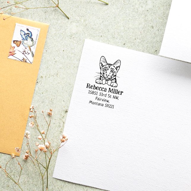 Cat Savannah Return Address  Rubber Stamp (Creator Uploaded)