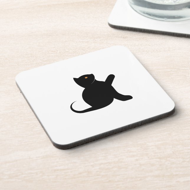 Cat Saying Hello Beverage Coaster (Left Side)