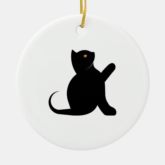 Cat Saying Hello Ceramic Ornament (Front)