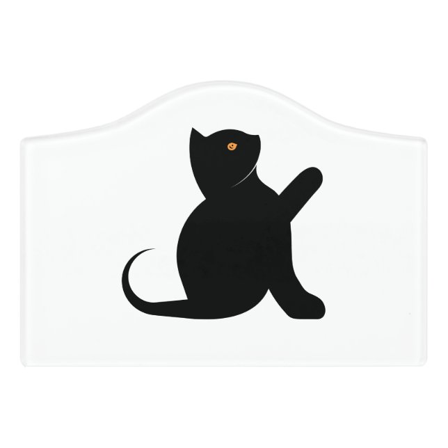 Cat Saying Hello Door Sign (Small Crest Front)