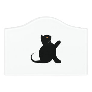 Cat Saying Hello Door Sign