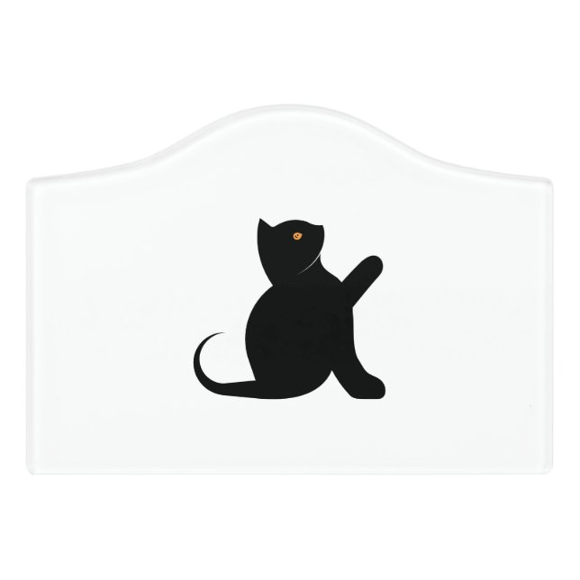 Cat Saying Hello Door Sign (Small Crest Front)