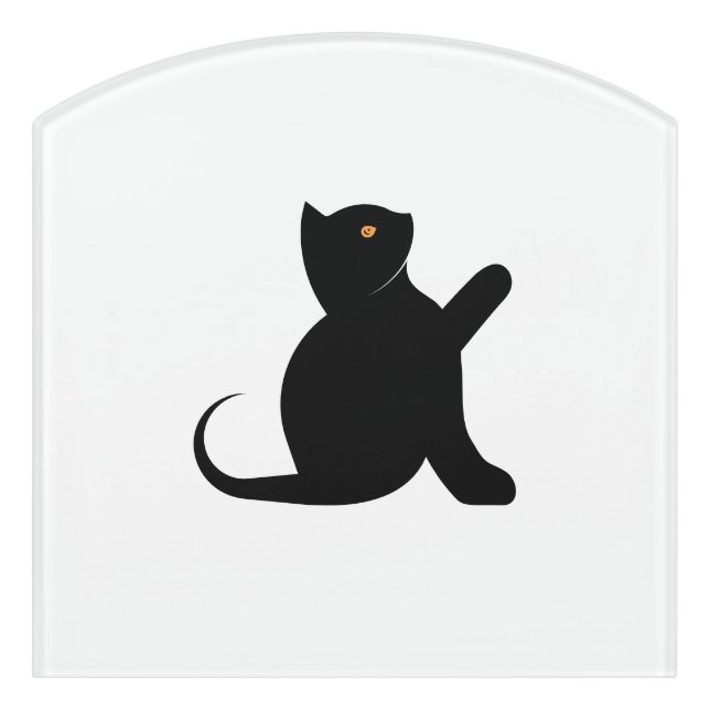 Cat Saying Hello Door Sign (Contour Front)