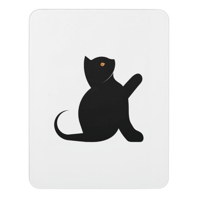 Cat Saying Hello Door Sign (Contemporary Vert)