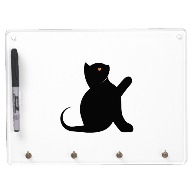 Cat Saying Hello Dry Erase Board With Keychain Holder (Front)