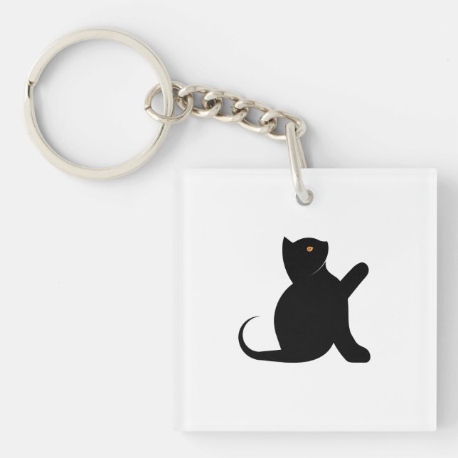 Cat Saying Hello Keychain (Front)