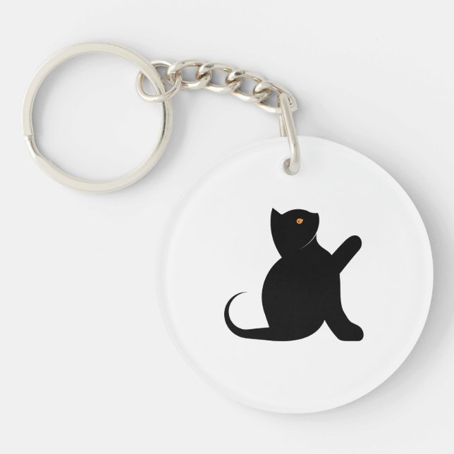 Cat Saying Hello Keychain (Front)