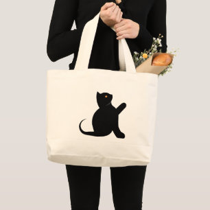 Cat Saying Hello Large Tote Bag