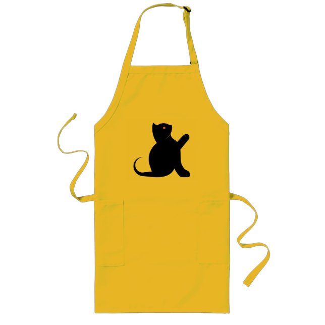 Cat Saying Hello Long Apron (Front)