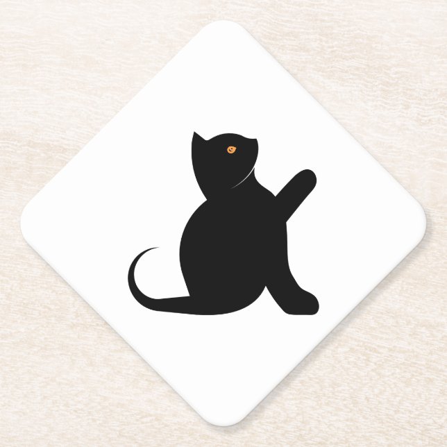 Cat Saying Hello Paper Coaster (Front)