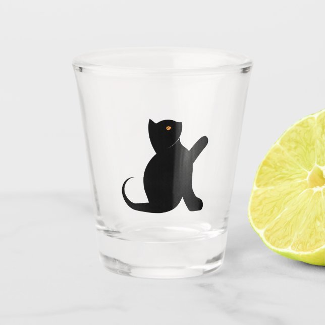 Cat Saying Hello Shot Glass (Front)