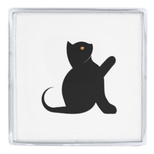 Cat Saying Hello Silver Finish Lapel Pin