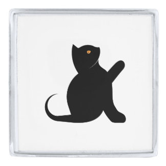 Cat Saying Hello Silver Finish Lapel Pin