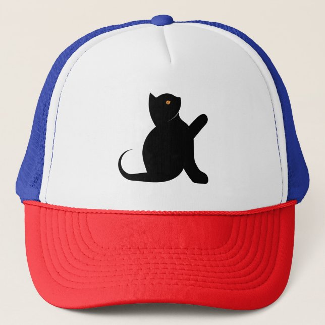Cat Saying Hello Trucker Hat (Front)