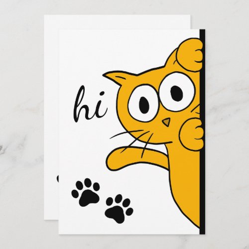 Cat Saying Hi Hello Custom Text Flat Card