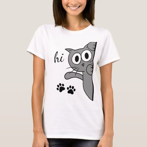 Cat Saying Hi Hello T_Shirt