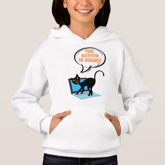 cat saying server is down hoodie (Front)