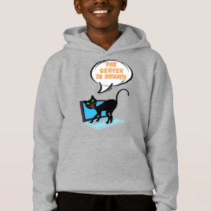 cat saying server is down hoodie