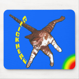 Cat Says Click Here! Blue Mouse Pad