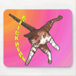 Cat Says Click Here! Pink Mouse Pad