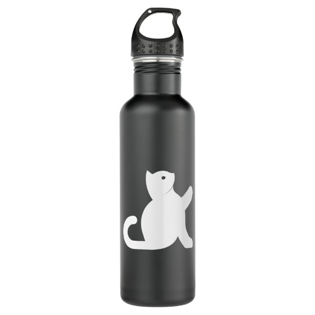 Cat Says Hello Stainless Steel Water Bottle (Front)