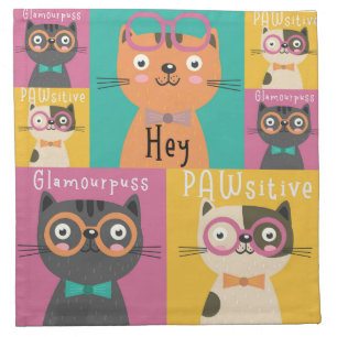 Cat Says Hey Funny Memes Cloth Napkin