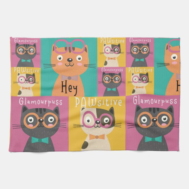 Cat Says Hey Funny Memes    Kitchen Towel (Horizontal)
