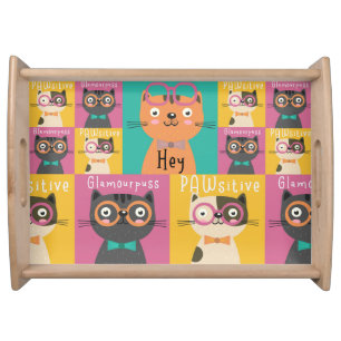 Cat Says Hey Funny Memes Serving Tray