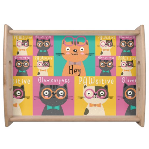 Cat Says Hey Funny Memes    Serving Tray