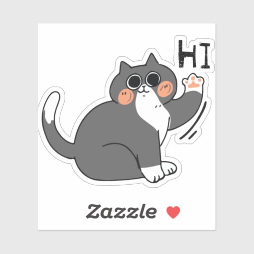Hi Cat Sticker Cat Says Hi Sticker | Zazzle