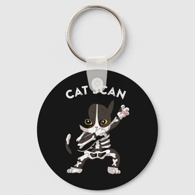 Cat Scan Ct Scan Funny Cat X-ray Pun Meme Rad Tech Keychain (Front)