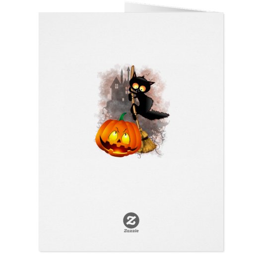 Cat Scared by Pumpkin Fun Halloween Character (Back)