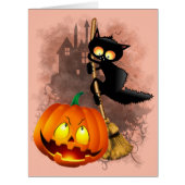 Cat Scared by Pumpkin Fun Halloween Character (Front)