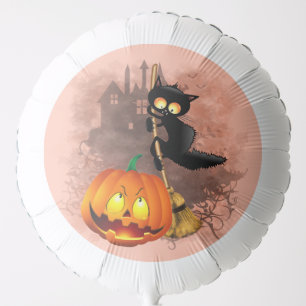 Cat Scared by Pumpkin Fun Halloween Character Balloon