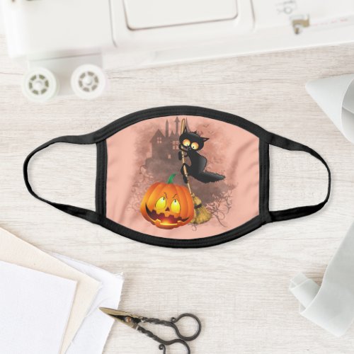 Cat Scared by Pumpkin Fun Halloween Character Face Mask