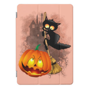 Cat Scared by Pumpkin Fun Halloween Character iPad Pro Cover