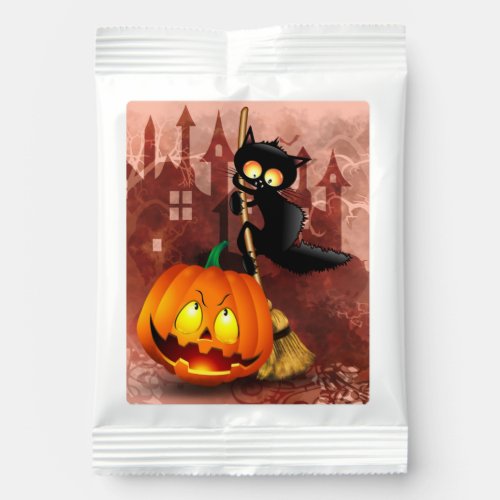 Cat Scared by Pumpkin Fun Halloween Character Margarita Drink Mix