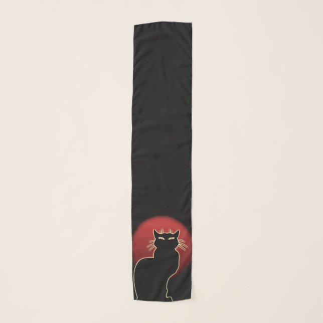 Cat Scarf Stylish Cat Lover Scarves Black Cat Gift (Front)